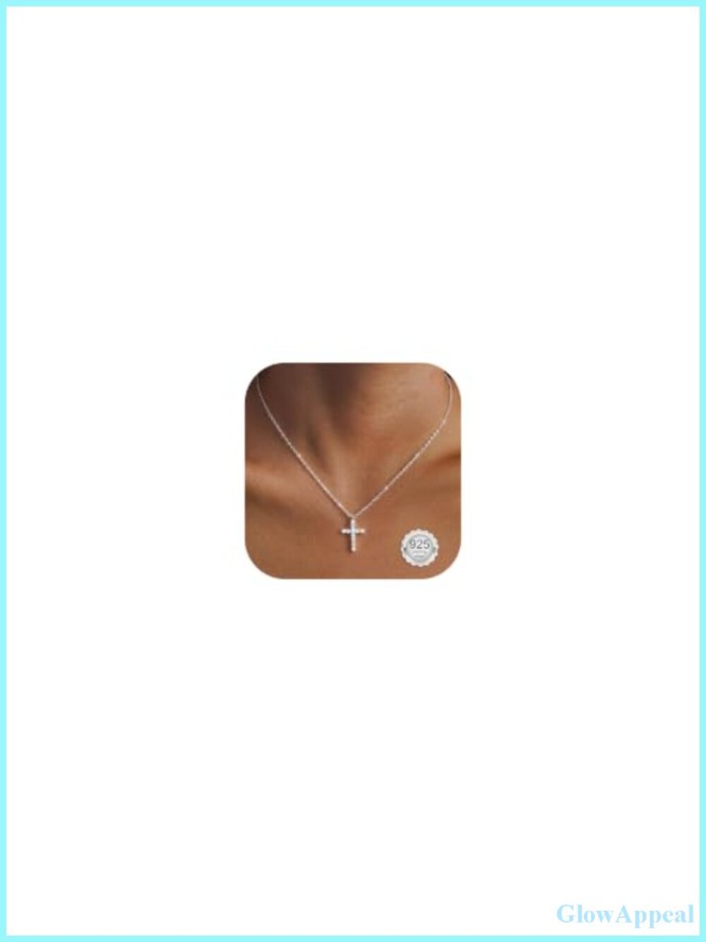 925 Sterling Silver Dainty Cross Pendant Necklace for Women, Cubic Zirconia
